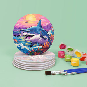 Set di 6 Sottobicchieri da Dipingere con i numeri (15cm diametro) - Vita Marina Colorata