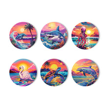 Carica l&#39;immagine nel visualizzatore di Gallery, Set di 6 Sottobicchieri da Dipingere con i numeri (15cm diametro) - Vita Marina Colorata