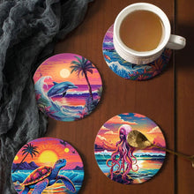 Carica l'immagine nel visualizzatore di Gallery, Set di 6 Sottobicchieri da Dipingere con i numeri (10cm diametro) - Vita Marina Colorata