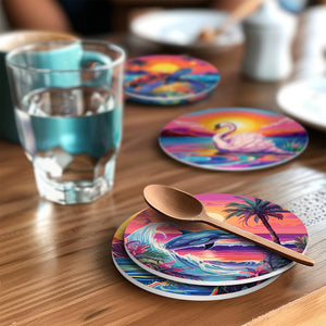 Set di 6 Sottobicchieri da Dipingere con i numeri (15cm diametro) - Vita Marina Colorata