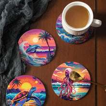 Carica l&#39;immagine nel visualizzatore di Gallery, Set di 6 Sottobicchieri da Dipingere con i numeri (15cm diametro) - Vita Marina Colorata