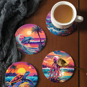 Set di 6 Sottobicchieri da Dipingere con i numeri (15cm diametro) - Vita Marina Colorata