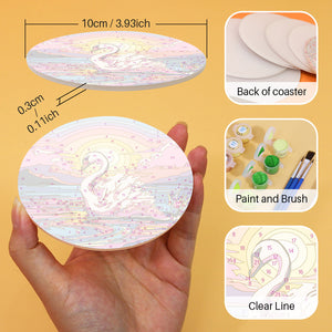 Set di 6 Sottobicchieri da Dipingere con i numeri (15cm diametro) - Vita Marina Colorata