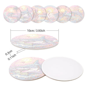 Set di 6 Sottobicchieri da Dipingere con i numeri (15cm diametro) - Vita Marina Colorata