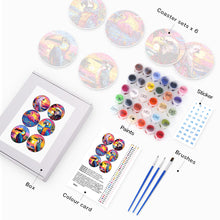 Carica l&#39;immagine nel visualizzatore di Gallery, Set di 6 Sottobicchieri da Dipingere con i numeri (15cm diametro) - Uccelli Tropicali