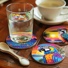 Carica l&#39;immagine nel visualizzatore di Gallery, Set di 6 Sottobicchieri da Dipingere con i numeri (15cm diametro) - Uccelli Tropicali
