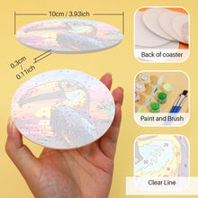 Carica l&#39;immagine nel visualizzatore di Gallery, Set di 6 Sottobicchieri da Dipingere con i numeri (15cm diametro) - Uccelli Tropicali
