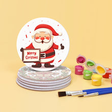 Carica l&#39;immagine nel visualizzatore di Gallery, Set di 6 Sottobicchieri da Dipingere con i numeri (15cm diametro) - Natale