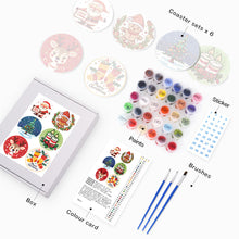 Carica l&#39;immagine nel visualizzatore di Gallery, Set di 6 Sottobicchieri da Dipingere con i numeri (15cm diametro) - Natale