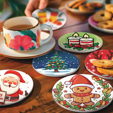 Carica l&#39;immagine nel visualizzatore di Gallery, Set di 6 Sottobicchieri da Dipingere con i numeri (15cm diametro) - Natale
