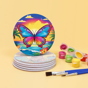 Set di 6 Sottobicchieri da Dipingere con i numeri (15cm diametro) - Serie Animali