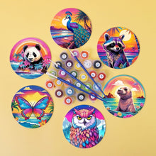 Carica l'immagine nel visualizzatore di Gallery, Set di 6 Sottobicchieri da Dipingere con i numeri (10cm diametro) - Serie Animali