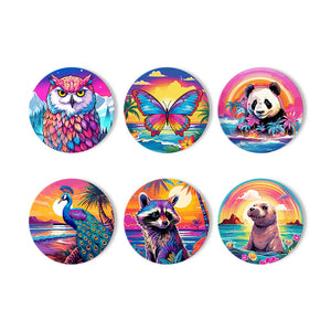 Set di 6 Sottobicchieri da Dipingere con i numeri (15cm diametro) - Serie Animali