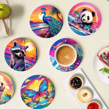Carica l'immagine nel visualizzatore di Gallery, Set di 6 Sottobicchieri da Dipingere con i numeri (10cm diametro) - Serie Animali