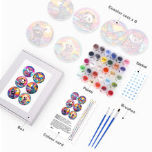 Carica l&#39;immagine nel visualizzatore di Gallery, Set di 6 Sottobicchieri da Dipingere con i numeri (15cm diametro) - Serie Animali