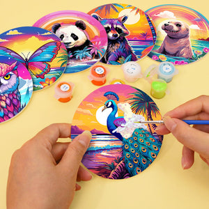 Set di 6 Sottobicchieri da Dipingere con i numeri (15cm diametro) - Serie Animali