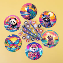 Carica l&#39;immagine nel visualizzatore di Gallery, Set di 6 Sottobicchieri da Dipingere con i numeri (15cm diametro) - Serie Animali