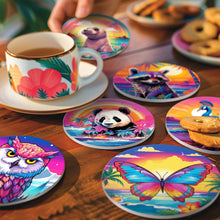 Carica l&#39;immagine nel visualizzatore di Gallery, Set di 6 Sottobicchieri da Dipingere con i numeri (15cm diametro) - Serie Animali