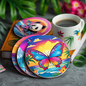 Set di 6 Sottobicchieri da Dipingere con i numeri (15cm diametro) - Serie Animali