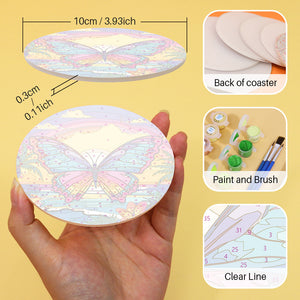 Set di 6 Sottobicchieri da Dipingere con i numeri (15cm diametro) - Serie Animali