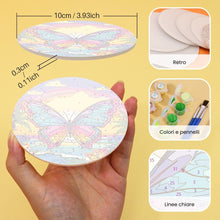 Carica l'immagine nel visualizzatore di Gallery, Set di 6 Sottobicchieri da Dipingere con i numeri (10cm diametro) - Serie Animali