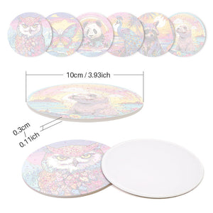 Set di 6 Sottobicchieri da Dipingere con i numeri (15cm diametro) - Serie Animali