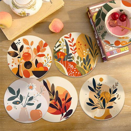 Dipingere con i numeri Sottobicchieri 15cm (6 pezzi) - Design Botanico Moderno