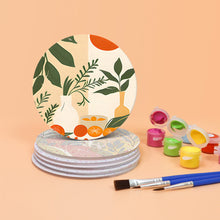 Carica l&#39;immagine nel visualizzatore di Gallery, Set di 6 Sottobicchieri da Dipingere con i numeri (15cm diametro) - Design Botanico