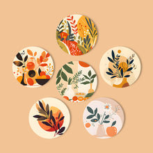 Carica l&#39;immagine nel visualizzatore di Gallery, Set di 6 Sottobicchieri da Dipingere con i numeri (15cm diametro) - Design Botanico