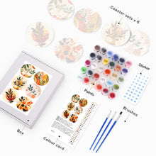 Carica l&#39;immagine nel visualizzatore di Gallery, Set di 6 Sottobicchieri da Dipingere con i numeri (15cm diametro) - Design Botanico