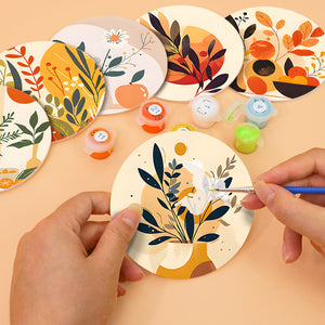 Set di 6 Sottobicchieri da Dipingere con i numeri (15cm diametro) - Design Botanico