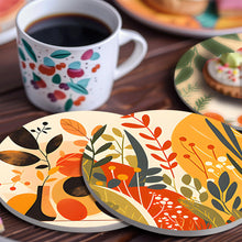 Carica l&#39;immagine nel visualizzatore di Gallery, Set di 6 Sottobicchieri da Dipingere con i numeri (15cm diametro) - Design Botanico