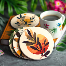 Carica l&#39;immagine nel visualizzatore di Gallery, Set di 6 Sottobicchieri da Dipingere con i numeri (15cm diametro) - Design Botanico