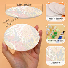 Carica l&#39;immagine nel visualizzatore di Gallery, Set di 6 Sottobicchieri da Dipingere con i numeri (15cm diametro) - Design Botanico