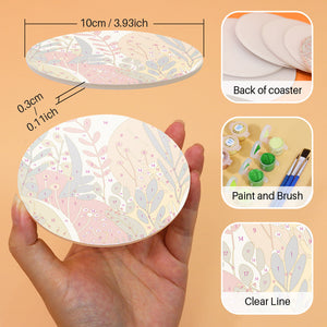 Set di 6 Sottobicchieri da Dipingere con i numeri (15cm diametro) - Design Botanico