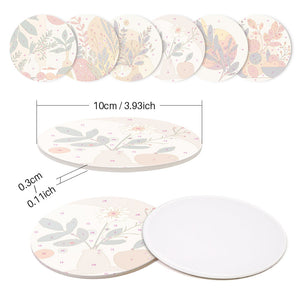 Set di 6 Sottobicchieri da Dipingere con i numeri (15cm diametro) - Design Botanico