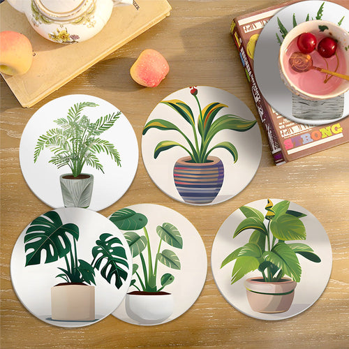 Dipingere con i numeri Sottobicchieri 15cm (6 pezzi) - Monstera e Felce