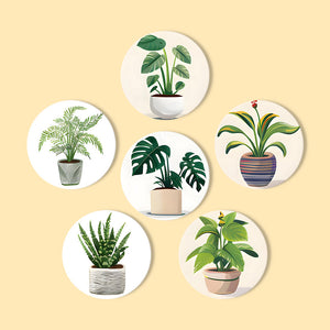 Set di 6 Sottobicchieri da Dipingere con i numeri (15cm diametro) - Piante