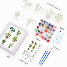 Carica l&#39;immagine nel visualizzatore di Gallery, Set di 6 Sottobicchieri da Dipingere con i numeri (15cm diametro) - Piante