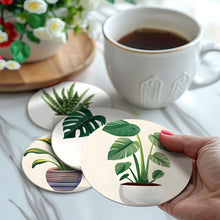 Carica l'immagine nel visualizzatore di Gallery, Set di 6 Sottobicchieri da Dipingere con i numeri (10cm diametro) - Piante