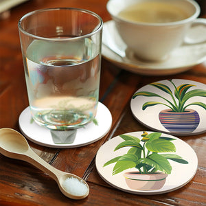 Set di 6 Sottobicchieri da Dipingere con i numeri (15cm diametro) - Piante