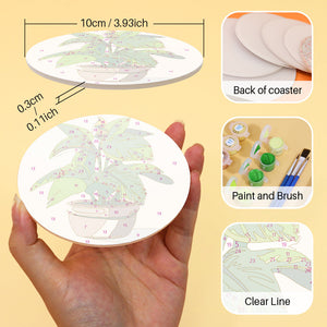 Set di 6 Sottobicchieri da Dipingere con i numeri (15cm diametro) - Piante