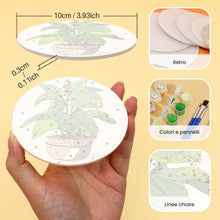 Carica l'immagine nel visualizzatore di Gallery, Set di 6 Sottobicchieri da Dipingere con i numeri (10cm diametro) - Piante