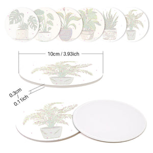 Set di 6 Sottobicchieri da Dipingere con i numeri (15cm diametro) - Piante