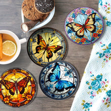 Carica l&#39;immagine nel visualizzatore di Gallery, Dipingere con i numeri Sottobicchieri 15cm (4 pezzi) - Ali Vibranti: Un Quartetto di Farfalle