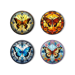 Set di 4 Sottobicchieri da Dipingere con i numeri (15cm diametro) - Farfalle