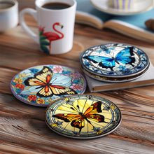 Carica l&#39;immagine nel visualizzatore di Gallery, Set di 4 Sottobicchieri da Dipingere con i numeri (15cm diametro) - Farfalle