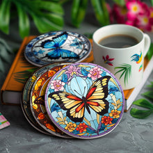 Carica l&#39;immagine nel visualizzatore di Gallery, Set di 4 Sottobicchieri da Dipingere con i numeri (15cm diametro) - Farfalle
