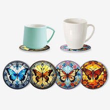 Carica l&#39;immagine nel visualizzatore di Gallery, Set di 4 Sottobicchieri da Dipingere con i numeri (15cm diametro) - Farfalle