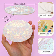 Carica l&#39;immagine nel visualizzatore di Gallery, Set di 4 Sottobicchieri da Dipingere con i numeri (15cm diametro) - Farfalle